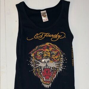 Ed Hardy Black Tank with Vibrant Tiger Design